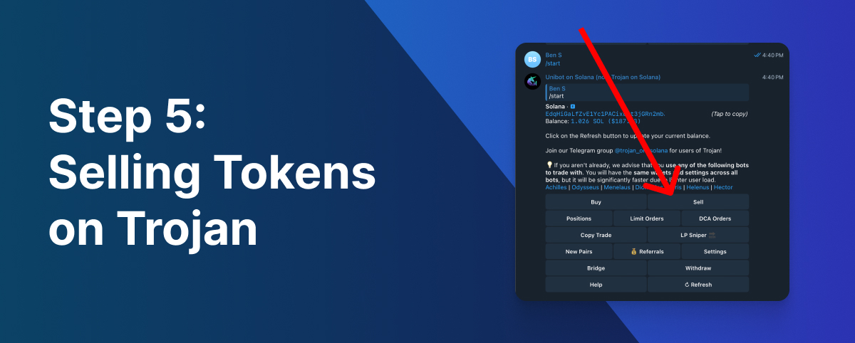 Selling Tokens On Trojan